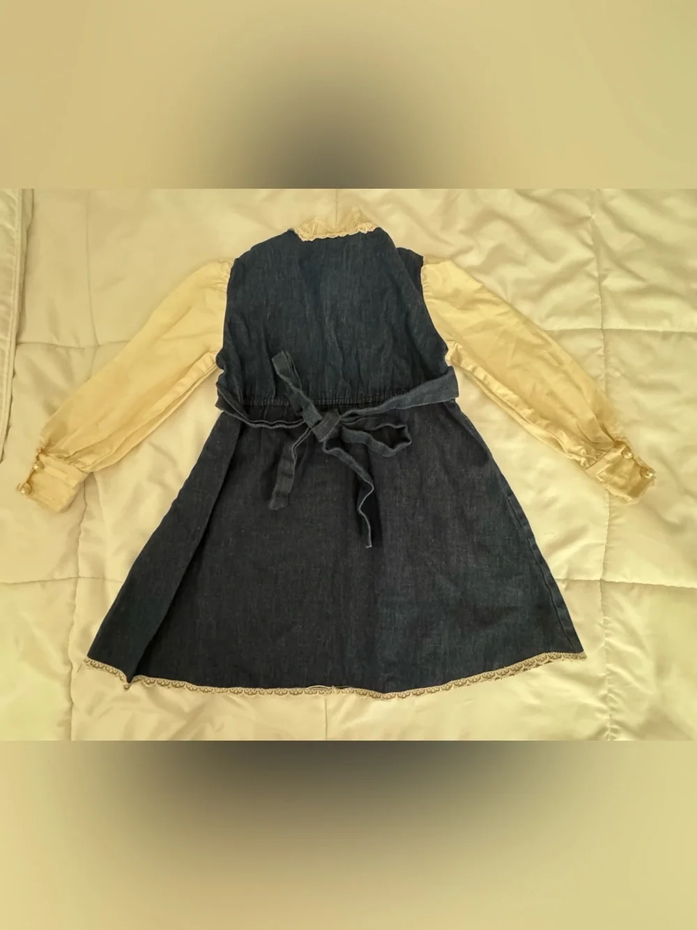 Gunne Sax Navy and Cream Lace Trim Girls' Dress
